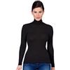 EGI Maglia donna dolcevita manica lunga lana e seta a costina egi - nero - s/m