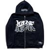 LIXQQS Felpa con Cappuccio Graffiti Y2K Trendy Uomo, Giacca Oversize con Zip per Un Look Urbano Streetwear, Sweatshirt Retro Americano, Hoodie Hip Hop(Navy Blue,M)