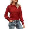 Generico Maglioncino Cotone Donna Maglioni Lunghi Donna Maglione pullover girocollo a maniche lunghe sciolto da donna in tinta unita con palle di pelo Maglia Termica Donna Lana Maglione (Red, M)