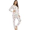QIYUANT Pigiama Tutina Donna Morbido Bottone Intera Manica Lunga Monopezzo Primavera Autunno Inverno Halloween Natale Abbigliamento Interni Tuta da Casa Notte (Stella Marina, S)