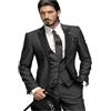 AMEEDA Vestito Uomo Elegante Completo Abito da uomo slim fit, 3 pezzi, smoking bordeaux, completo sposo (giacca + pantaloni + gilet)(Black,XXL)