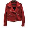ShiFan Giacca di Cuoio del Faux Cappotti Chiodo Donna Cappotto Biker Capispalla Rosso M