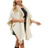 KBOPLEMQ Poncho, sciarpa invernale da donna, elegante e caldo, in lana, per le spalle, cardigan, vintage, da viaggio, per il campeggio, per l'autunno, aperto, a maglia, coperta invernale, O bianco.,