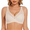Kontvom Donne Plus Size Full Coverage Minimizer Flower Lace Bra Underwire Unpadded Soft Everyday Bras
