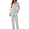 Fulidngzg Set Pigiama Donna Cotone Leggero Invernali 2 Pezzi Pantaloni Camicia Maniche Lunghe con Collo Rivoltato e Bottoni Pigiami Respirabile Confort Sciolti con Tasche per Casa Lavoro Primaverile Autunno
