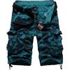 New front Pantaloncini Mimetici Uomo Pantaloncini Cargo Uomo Pantaloncini Cotone Pantaloncini da Campeggio Bermuda Corsa Escursioni Spiagge Pesca Campeggio Ciclismo Senza Cintura Blu Mimetico 32