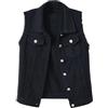 RWGSNB Smanicato Jeans Uomo, Gilet in Denim Gilet Casual Strappato Vintage Biker Gilet Cowboy Senza Maniche Gilet Giacca Gilet in Denim da Donna Aperto Davanti Camicia Cappotti con Tasche Nero M