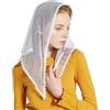 PRINCESS BRIDE Velo da sposa in pizzo mantiglia, sciarpa per la testa della chiesa cattolica messa, stile retrò, foulard musulmano, scialle per comunione, A14, bianco, Taglia unica