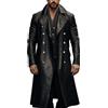 CRITOR Trench Lungo in Pelle da Uomo Cappotto Lungo in Pelle PU Nera da Uomo Giacche Lunghe in Pelle Sintetica Steampunk