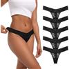 Auithery Perizoma da donna sexy in pizzo cotone mutandine controllo pancia perizoma perizoma vita alta biancheria intima taglia XS-4XL confezione 5, Medium