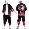 pvucpot Giapponese Kimono da Uomo Kimono Set Giappone Harajuku Anime Robe Anime Vestiti Cardigan + Pantaloni Harem Pigiama di Abbigliamento al Vapore