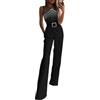 shownicer Monopezzi e Tutine da Donna Tuta Lunga Jumpsuit Elegante Abito Cerimonia Tuta Jumpsuit Manica Lunga Casual Stampa Pagliaccetti Pantaloni A Nero L