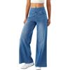 Vhersily Jeans da Donna A Vita Alta, Pantaloni Elasticizzati, con Cuciture Anteriori, alla Moda, Baggy Wide Leg Jean con Elastico Stretch, Estivi Y2K Streetwear Vintage, Straight Pants Denim Trousers