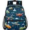 Mexpekil Zaino per bambini, motivo: aereo dei cartoni animati, per ragazzi e ragazze, mini scuola materna, asilo, viaggi, zaino quotidiano, multicolore, 10 x 4 x 12 pollici