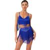 Mufeng Donne Abiti Ballo Latino Americano Senza Maniche Body da Pattinaggio Artistico con Nappa Strass Leotards con Frange Vestito da Danza Classica Moderna Giallo L