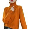 Kelsiop Maglione in 100% Lana Cashmere da Donna, con Collo Alto, Pullover Moda, Maglia Calda e Intrecciata, Arancione, XL