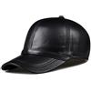 WENH Berretto da baseball in vera pelle da uomo Cappelli invernali casual in vera pelle di pecora Cappellini in pelle nera da uomo regolabili