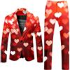RUMAOZIA Costume da San Valentino, da uomo, blazer, 2 pezzi, con stampa a cuore/amore, blazer, elegante giacca con pantaloni, slim fit, per San Valentino, feste, Z01 bianco., XL