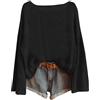 YCBMINGCAN Maglione da donna oversize, con spalle scoperte, casual, a pipistrello, scollo a barca, maglia grossa, maglione corto, per autunno, inverno, vita quotidiana, stile boho, Nero , XXL