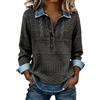 Generic Maglioni in denim da donna, a maniche lunghe, con colletto e bottoni, design con scollo a V, misto jeans a maglia, top casual da indossare tutti i giorni, Blu scuro, S