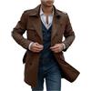 Foweknow Trench Coat Uomo Classico Doppio Petto Windbreaker Medio Lungo Casual Vintage Streetwear Primavera Autunno Revers Solide Mode Business Giacca da Lavoro Comodo Soprabito, 02 nero, XS