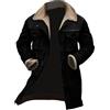 Generico Giubbotto Invernale Uomo Lungo Spesso Comodo In Pile Giacca con Risvolto Fodera Caldo Giubbotto Manica Lunga Imbottito Pesante Trench Con Cerniera Trekking Taglie Forti Parka Giacche Con Tasche