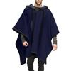 Rrongwn Poncho in lana da uomo, poncho con cappuccio e pancho, da uomo, poncho in lana messicano, invernale, cowboy hippie, comodo, abbigliamento da casa, alla moda, casual, con cappuccio, Vino, XL