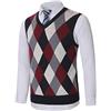 KTWOLEN Gilet Maglione da Uomo con Scollo V Argyle Casual Maglioncino Invernale Smanicato Maglia in Misto Lana Pullover Gilet, C-Verde, XL