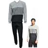 Enrico Coveri Pigiama Uomo Invernale + Calza Omaggio in Caldo Jacquard Felpato Confortevole (XXL, 2143 Blu + Calza)