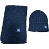 Enzo Castellano Set Coordinato Sciarpa e Cappello Napoli, Blu Navy, Lavorazione a Trecce, Taglia Unica