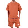 Generico Completi Sportivi Da Uomo Tute Eleganti Due Pezzi Waffle Maglietta a Maniche Corte + Pantaloni Corti Largo Set Casual in Cotone Morbido e Comodi Tuta da Ginnastica con Scollo Tondo Estivi Completi