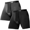 Ouruikia Pacco da 2/4 Boxer Uomo Mutande Modal Elasticizzato Intimo Lunga Underpants con Tasca Separata S-2XL, Nero+Bleu, XXL