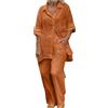 HAOLEI Completo Donna Lino 2 Pezzi Set Tute Curvy Comodo Completi Morbido Manica Corta T Shirt + Pantaloni a Gamba Larga Baggy Completo Abbigliamento Donna Traspiranti Moda per Primavera Estate