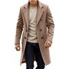 Generisch Cappotto da uomo lungo, cappotto invernale doppiopetto in lana business, cappotto da uomo con colletto a tacca caldo, trench casual, blazer giacca tinta unita, cappotto di lana outdoor
