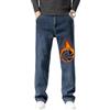 Generic Jeans in Pile da Uomo, vestibilità Ampia, Gamba Dritta, Pantaloni in Denim Casual Invernali Spessi
