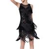 Duohropke Abiti da danza latina costumi - Latina balli valzer tango danza swing party salsa decorazione accessori paillettes nappe competizione palla gonna maglia abito da ballo per donne ragazze, Nero , L