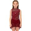 Kaerm Abito da Balletto Ballo Lirico Contemporaneo Bambina Vestito da Pattinaggio Artistico Senza Maniche Body Ginnastica Ritmica con Strass Costume Danza Moderna Samba Verde Scuro 15-16 Anni