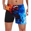 Aueyan Costume da Bagno da Uomo da 14 cm, con Fodera a Compressione e Tasche con Cerniera, ad Asciugatura Rapida, Divertente Costume da Spiaggia, Fiamma Fredda, Large