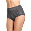 MISS MARY OF SWEDEN Jacquard & Lace Guaina Modellante a Vita Alta per Donna 44 Dark Grey