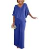 shownicer Completo Donna Elegante Tailleur in Chiffon 2 Pezzi Set Completi di Pantaloni da Cerimonia Due Pezzi Set Taglia Grande Abbigliamento per Business e Matrimoni F Blu Scuro XXL