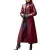 HaicoM Cappotto lungo in PU per le donne giacche a vento da donna in finta pelle trench coat wmens lunghezza alla caviglia moda cappotto con bottoni a tinta unita cappotto a tunica risvolto sottile