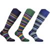 CALZE PRESTIGE (3 PAIA) Calze uomo lunghe a righe multicolor in morbidissimo cotone pettinato - 100% Made in (Brescia) Italy (A4)