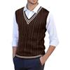 Fulidngzg Maglione Uomo Invernale in Lana Senza Maniche con Collo a V Gilet in Maglia Maglioncino Cotone Casual Pullover Primaverile Leggero Sottogiacca Cashmere Elegante per Case Lavoro,Verde,XL