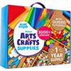 Blue Squid Artigianato - 3000 pezzi Deluxe Craft Supplies Box con 2 cassetti, 18 scomparti, manico robusto, kit artistico scolastico per bambini, ragazze, ragazzi età 4 5 6 7 8 9 10 11 12