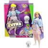 Barbie Extra, Bambola con Capelli Viola, Cucciolo, Vestiti alla Moda e 10 Accessori, Giocattolo per Bambini 3+ Anni, GVR05