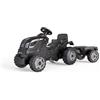 Smoby - Trattore Farmer XL Black + Rimorchio, 7600710131, Sedile regolabile, + 3 anni
