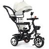 HUOLE Triciclo bambini dai 9 Mesi fino 25 kg, Passeggino con Maniglione del Genitore regolabile, Bici, Compatto pieghevole, Sedile girevole Fronte Mamma e Strada (grigio chiaro)