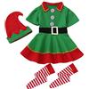Generico Vestito Babbo Natale Bambino Natalizia Vestiti Festivo Set Costumes Punta Curva Cappello Ragazze Adolescenti Cosplay 4PC Outfit Vestiti Bambini Ragazza Costume Natale