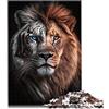 SIBREA Puzzle Leone Tigre Ritratto Puzzle 1000 pezzi per adulti Adatto per adulti e bambini sopra i 12 anni Puzzle in cartone Decorazione domestica Dimensioni: 26x38 cm