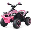COSTWAY 12V Quad Elettrico per Bambini, Auto Elettrica Cavalcabile con Luci LED Musica e Pedale, 2,2-4,3 km/h, Quad Regalo per Bambini 3-8 Anni (Rosa)